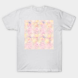 Magical Yellow White Roses Floral Pink Design T-Shirt